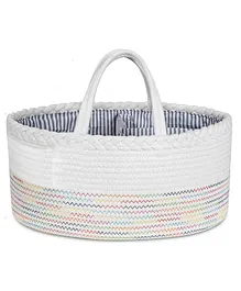 Little Story Cotton Rope Diaper Caddy - White Rainbow