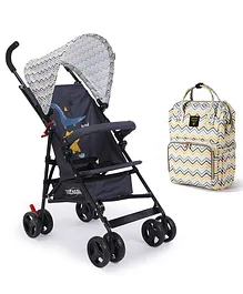 Teknum Stroller And Sunveno Diaper Bag Dino And Wave Print - Yellow
