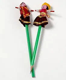 Tahanis Gift Set Of Pair Of Puppet Pencils - Green