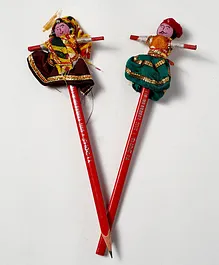 Tahanis Gift Set Of Pair Of Puppet Pencils - Red
