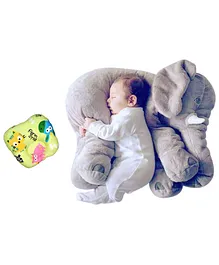 Little Innocents Fibre Filled Stuffed Elephant Baby Soft Toy Cum Pillow - Grey