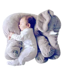 Little Innocents Fibre Filled Stuffed Elephant Soft Toy cum Hugging Pillow - Grey