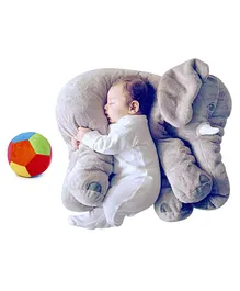 Little Innocents Fibre Filled Elephant Pillow Cum Soft Toy & Play Ball Grey - Length 55 cm