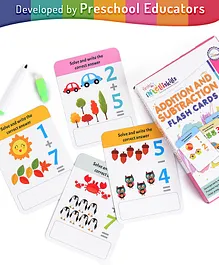 Intelliskills Jumbo Write and Wipe Addition and Subtraction Flash Cards with Pen - 30 Cards