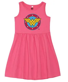 DC by Wear Your Mind Sleeveless Wonder Woman Printed Dress - Pink