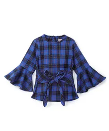 Soul Fairy Full Sleeves Checked Top - Blue
