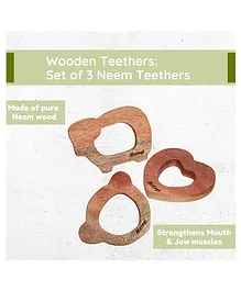 Matoyi Neem Wood Multishaped Teether Pack of 3 - Brown