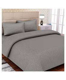 SEJ by Nisha Gupta Cotton California King Bedsheet Set With Pillow Cover -  Grey