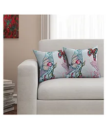 Sej By Nisha Gupta Abstract Premium 16 By 16 Cushion Covers Set of 2- Blue