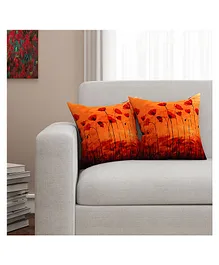 Sej By Nisha Gupta Floral Premium 16 by 16 Cushion Covers Set Of 2 -Yellow