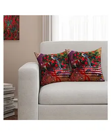Sej By Nisha Gupta Abstract Premium 16 By 16 Cushion Covers Pack of 2 - Red