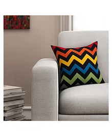 Sej By Nisha Gupta Geometrical Premium 16 By 16 Cushion Cover - Black