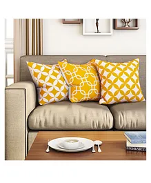 SEJ by Nisha Gupta Geometric Premium 16 by 16 Cushion Covers Set of 3 - Yellow
