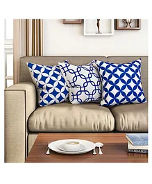 SEJ by Nisha Gupta Geometric Premium 16 by 16 Cushion Covers Set of 3 - Blue