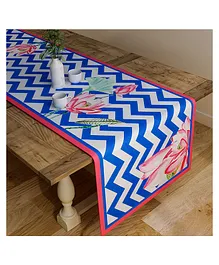 SEJ by Nisha Gupta Geometric Blue Table Runner - Blue