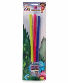 Dora Velvet Coated Pencils With Sharpener & Eraser Pack of 3 - Multicolor