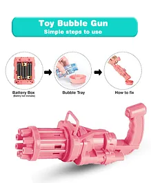 Sarvda Gatling Bubble Maker Machine Gun Bubble solution with 8-Hole Electric Bubbles Gun for Toddlers Toys Outdoor and Indoor Toy for Kids Boys and Girls