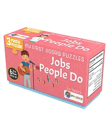 Popcorn Games & Puzzles Jobs People Do Set of  6 Puzzles Plus Flash Cards   Multicolour - 18 Pieces