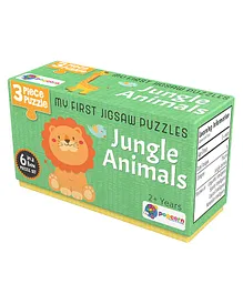 Popcorn Games & Puzzles Jungle Animals Pack of 6 Puzzles Plus Flash Cards Multicolour - 18 Pieces