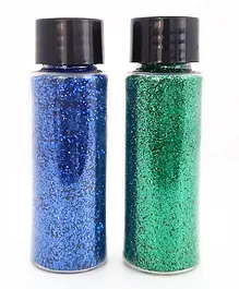 CraftGully Glitter Combo Pack - Fine Navy & Superfine Emerald Green - 30ml Each