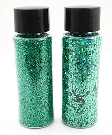 CraftGully Glitter Combo Pack - Large Hologram Green & Superfine Emerald Green - 30ml Each