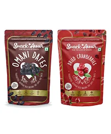 SnackAmor Combo Pack of Premium Internationa Dried Cranberry 175g and Omani Dates 250g