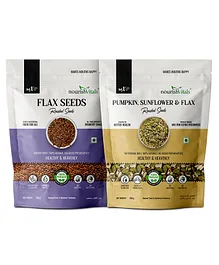 Nourishvitals Healthy Munching Combo Flax Roasted Seeds  Pumpkin Sunflower and Flax Roasted Seeds - 200 gm Each