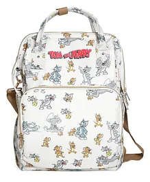 haus & kinder Tom & Jerry Chic Diaper Bag Backpack for New Moms Cheese hunt White