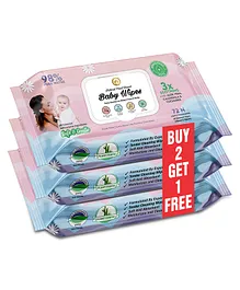 Mom & World Natural 98% Pure Water Baby Wipes, Plant Based , 3X Soothing With Aloe Vera, Calendula & Cucumber, pH Balanced, Extra Thick | Extra Moist, 72 N Wipes x Pack of 3