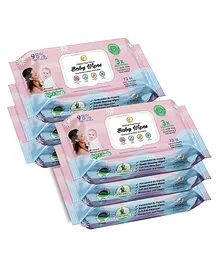 Mom & World Natural 98% Pure Water Plant Based  3X Soothing With Aloe Vera Calendula & Cucumber pH Balanced Extra Thick Baby Wipes Pack of 6 - 72 Pieces Each