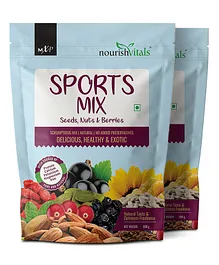 NourishVitals Sports Mix Seeds Nuts & Berries Scrumptious Mix Natural No Added Preservatives Delicious Healthy & Exotic Pack of 2 - 400 gm