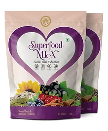 Mom & World Superfood Mix Seeds Nuts & Berries Natural Taste & Optimum Freshness High Fiber & Protein Omega 3 No Butter Oil Pack of 2 - 200 gm Each