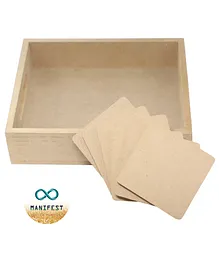 MANIFEST DIY MDF Wooden Tray Square Shaped Coasters Set of 5 - Brown