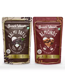 Snack Amor Combo Pack of Premium International Kalmi Dates 250g and Roasted Salted Almond 170g
