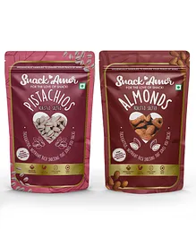 SnackAmor Combo Pack of Premium Roasted Salted Pistachio 170g And Roasted Salted Almond 170g