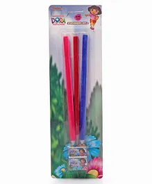 Dora Velvet Coated Pencils With Sharpener & Eraser Pack Of 3 - Multicolor