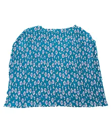 Lulamom Poncho Style Nursing Cover with Buttons Floral Print  - Green White