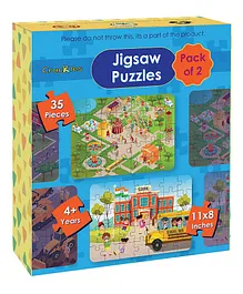 Crackles A Day In An Adventure Park And a School Jigsaw Puzzles Pack of 2 - 35 Pieces 