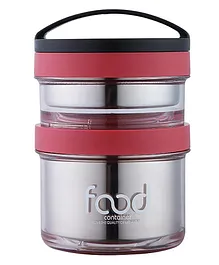 COMERCIO Dual Compartment Stainless Steel Tiffin Lunch Box 900 ml - Red