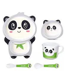 COMERCIO Bamboo Fiber Cartoon Shape Panda Dinner Set Of 5 Pieces - Black & White