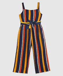 KIDSCRAFT Striped Print Sleeveless Jumpsuit With Two Pockets - Multi Colour