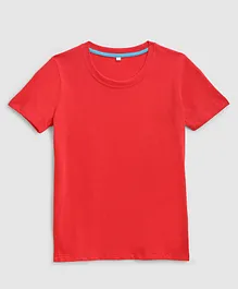 KIDSCRAFT Solid Print Half Sleeves T Shirt - Rose Red