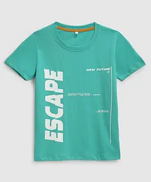 KIDSCRAFT Escape Print Half Sleeves Regular Tee - Teal Blue
