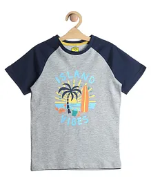 Lil Lollipop Half Sleeves Island Vibes Printed Tee - Grey