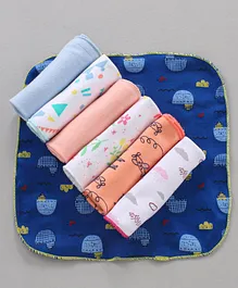 OHMS Wash Cloth Printed Pack of 7 - Multicolour