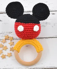 Love Crochet Art Mickey Rattle Cum Soft Toys - Multicolor