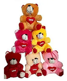 Deals India Mini Teddy Bear Soft Clip On Toys Pack of 6 Multicolour - Height 17 cm