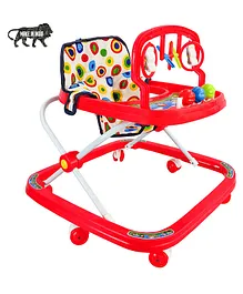 Dash Baby Walker With Rattles, Hanging Toys And Adjustable Height- Red