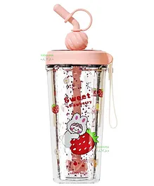 YAMAMA Glitter Water Bottle Tumbler Sipper Cup Pink - 400 ml