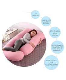GET IT Premium Maternity Pillow | Full-Body Support U-Shaped Pillow for Women | Supports Back, Neck and Legs - Baby Pink